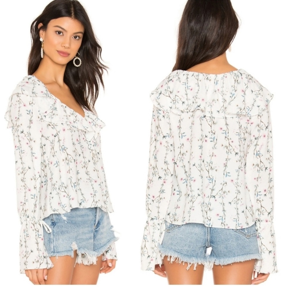 Tularosa ruffle floral blouse